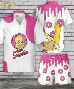 Homer Simpson Hawaiian Shirt Set | The Simpsons Family Series Hawaiian Shirt | Unisex Hawaiian Set | Cartoon Hawaiian Style