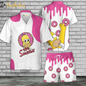 Homer Simpson Hawaiian Shirt Set | The Simpsons Family Series Hawaiian Shirt | Unisex Hawaiian Set | Cartoon Hawaiian Style