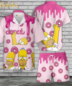 Homer Simpson Hawaiian Shirt Set | The Simpsons Family Series Hawaiian Shirt | Unisex Hawaiian Set | Cartoon Hawaiian Style