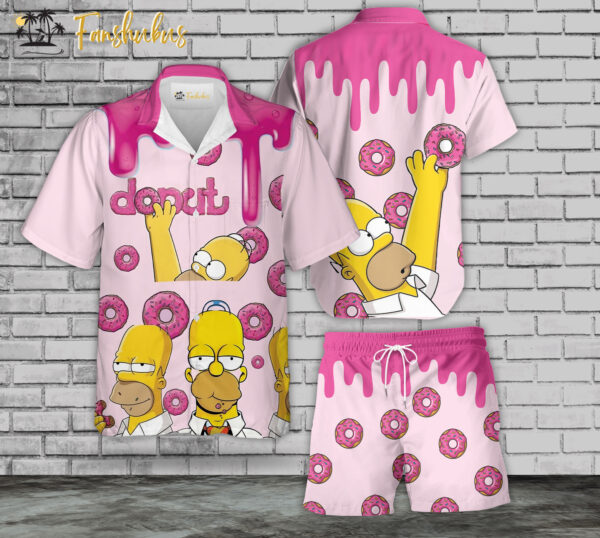 Homer Simpson Hawaiian Shirt Set | The Simpsons Family Series Hawaiian Shirt | Unisex Hawaiian Set | Cartoon Hawaiian Style