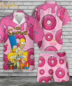 The Simpsons Family Hawaiian Shirt Set | Simpsons Series Hawaiian Shirt | Unisex Hawaiian Set | Cartoon Hawaiian Style