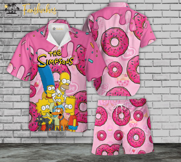 The Simpsons Family Hawaiian Shirt Set | Simpsons Series Hawaiian Shirt | Unisex Hawaiian Set | Cartoon Hawaiian Style