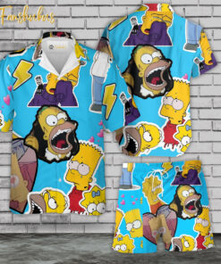 The Simpsons Family Hawaiian Shirt Set | Simpsons Series Hawaiian Shirt | Unisex Hawaiian Set | Cartoon Hawaiian Style