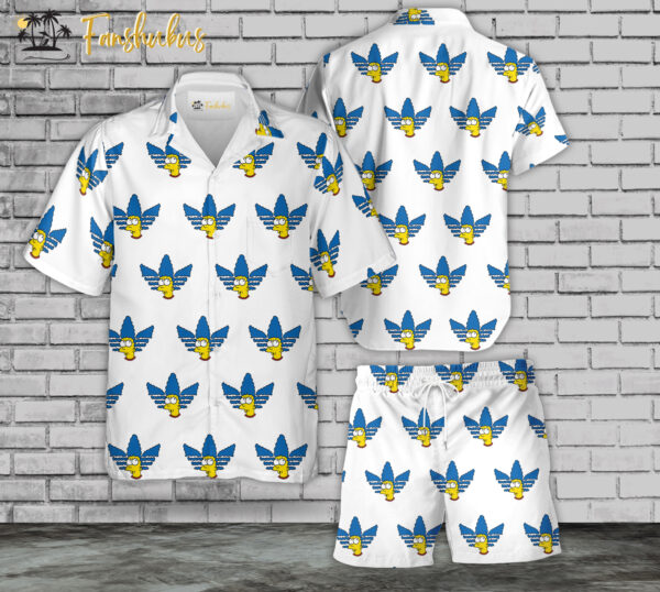 Marge Simpson Hawaiian Shirt Set | The Simpsons Family Series Hawaiian Shirt | Unisex Hawaiian Set | Cartoon Hawaiian Style