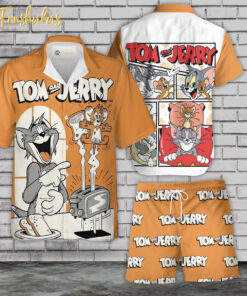 Tom & Jerry Hawaiian Shirt Set | Tom and Jerry Series Hawaiian Shirt | Unisex Hawaiian Set | Cartoon Hawaiian Style