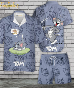 Tom Cat Simpson Hawaiian Shirt Set | Tom and Jerry Series Hawaiian Shirt | Unisex Hawaiian Set | Cartoon Hawaiian Style