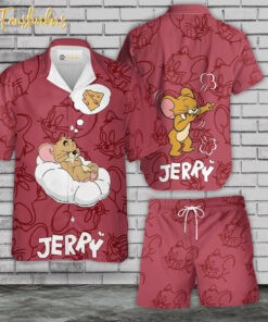 Jerry Mouse Hawaiian Shirt Set | Tom and Jerry Series Hawaiian Shirt | Unisex Hawaiian Set | Cartoon Hawaiian Style