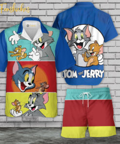 Tom & Jerry Hawaiian Shirt Set | Tom and Jerry Series Hawaiian Shirt | Unisex Hawaiian Set | Cartoon Hawaiian Style