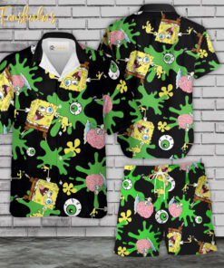 SpongeBob SquarePants Hawaiian Shirt Set | SpongeBob Series Hawaiian Shirt | Unisex Hawaiian Set | Cartoon Hawaiian Style