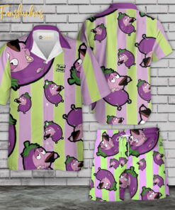 Courage the Cowardly Dog Hawaiian Shirt Set | Scary Series Hawaiian Shirt | Unisex Hawaiian Set | Cartoon Hawaiian Style