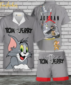 Tom & Jerry Jordan Hawaiian Shirt Set | Tom and Jerry Series Hawaiian Shirt | Unisex Hawaiian Set | Cartoon Hawaiian Style