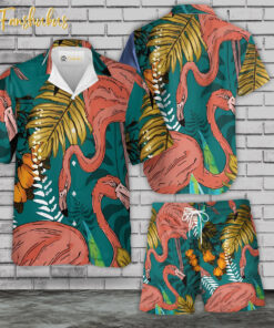 Tropical Hawaiian Shirt Set | Flamingo Hawaiian Shirt | Unisex Hawaiian Set | Summer Hawaiian Style