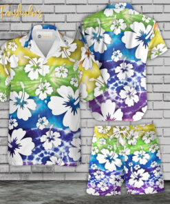 Tropical LGBT Hawaiian Shirt Set | Hawaiian Shirt | Unisex Hawaiian Set | Summer Hawaiian Style