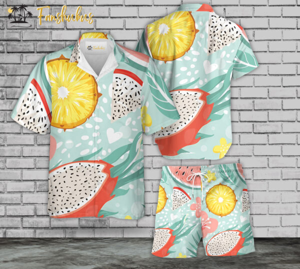 Tropical Fruit Hawaiian Shirt Set | Hawaiian Shirt | Unisex Hawaiian Set | Summer Hawaiian Style
