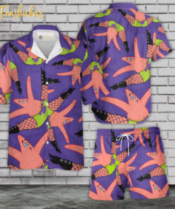 Sexy Patrick Star Hawaiian Shirt Set | Spongebob Squarepants Hawaiian Shirt | Unisex Hawaiian Set | Cartoon Hawaiian Style