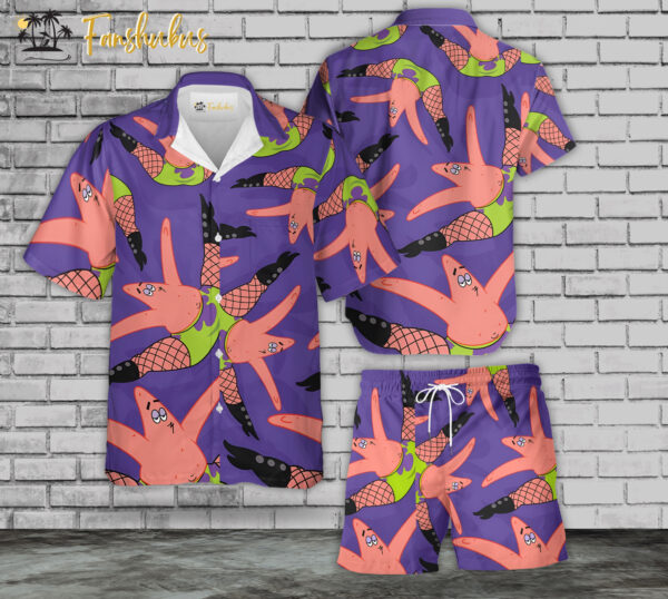 Sexy Patrick Star Hawaiian Shirt Set | Spongebob Squarepants Hawaiian Shirt | Unisex Hawaiian Set | Cartoon Hawaiian Style
