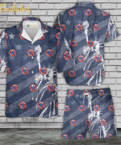 Independence Day Hawaiian Shirt Set | US Sunflower Hawaiian Shirt | Unisex Hawaiian Set | USA Hawaiian Style