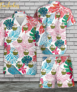 Tropical Hawaiian Shirt Set | Coconut Hawaiian Shirt | Unisex Hawaiian Set | Summer Hawaiian Style