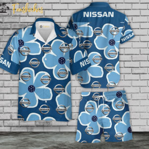 Nissan Hawaiian Shirt Set | Car Brand Hawaiian Shirt | Unisex Hawaiian Set | Car Logo Hawaiian Style