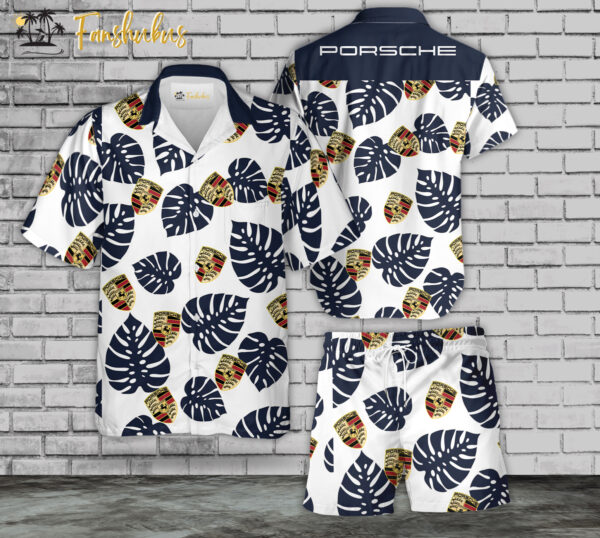 Porsche Hawaiian Shirt Set | Car Brand Hawaiian Shirt | Unisex Hawaiian Set | Car Logo Hawaiian Style