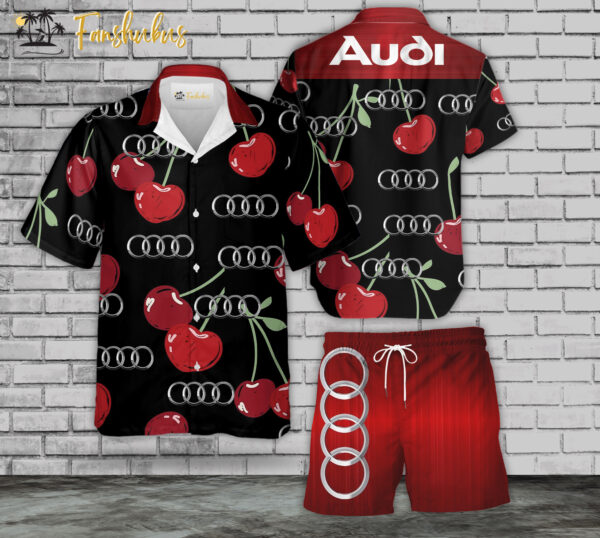 Audi Hawaiian Shirt Set | Car Brand Hawaiian Shirt | Unisex Hawaiian Set | Car Logo Hawaiian Style