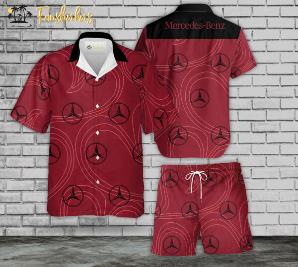 Mercedes Hawaiian Shirt Set | Car Brand Hawaiian Shirt | Unisex Hawaiian Set | Car Logo Hawaiian Style