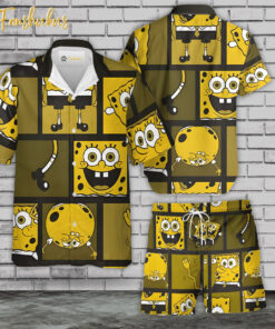 SpongeBob SquarePants Hawaiian Shirt Set | SpongeBob Series Hawaiian Shirt | Unisex Hawaiian Set | Cartoon Hawaiian Style