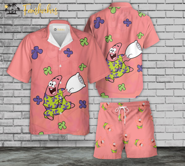 Patrick Star Hawaiian Shirt Set | SpongeBob Series Hawaiian Shirt | Unisex Hawaiian Set | Cartoon Hawaiian Style