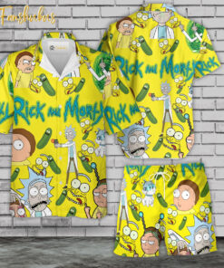 Rick and Morty Hawaiian Shirt Set | Rick and Morty Series Hawaiian Shirt | Unisex Hawaiian Set | Cartoon Hawaiian Style