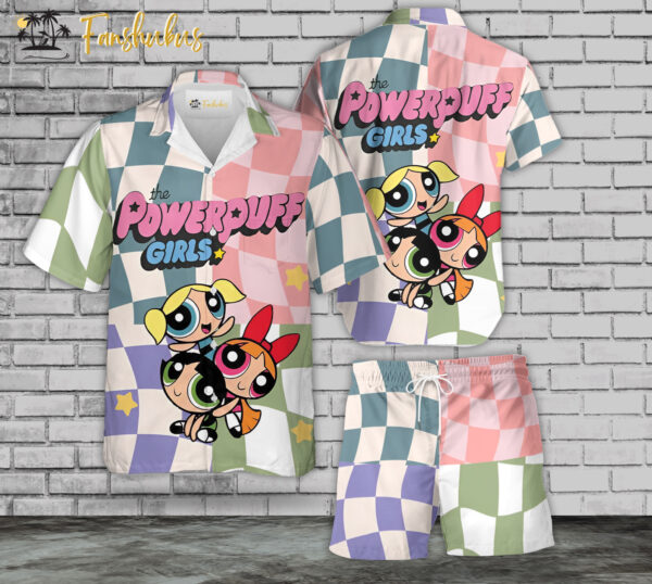 The Powerpuff Girls Hawaiian Shirt Set | Powerpuff Girls Series Hawaiian Shirt | Unisex Hawaiian Set | Cartoon Hawaiian Style