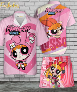 The Powerpuff Girls Hawaiian Shirt Set | Blosssom Hawaiian Shirt | Unisex Hawaiian Set | Cartoon Hawaiian Style