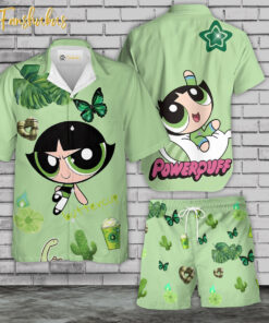 The Powerpuff Girls Hawaiian Shirt Set | Buttercup Hawaiian Shirt | Unisex Hawaiian Set | Cartoon Hawaiian Style