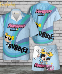 The Powerpuff Girls Hawaiian Shirt Set | Bubbles Hawaiian Shirt | Unisex Hawaiian Set | Cartoon Hawaiian Style