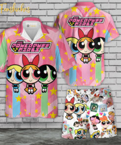 The Powerpuff Girls Hawaiian Shirt Set | Powerpuff Girls Series Hawaiian Shirt | Unisex Hawaiian Set | Cartoon Hawaiian Style