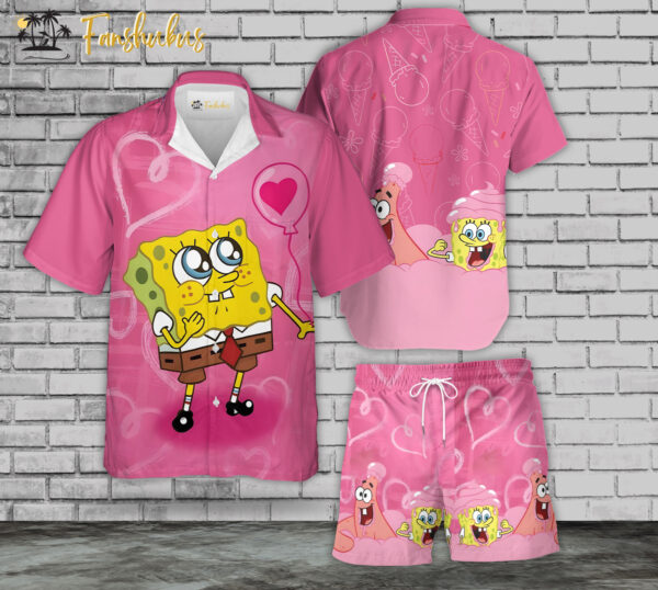 Patrick vs SpongeBob Hawaiian Shirt Set | SpongeBob Series Hawaiian Shirt | Unisex Hawaiian Set | Cartoon Hawaiian Style