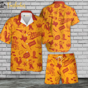 Miller Hawaiian Shirt Set | Beer Hawaiian Shirt | Unisex Hawaiian Set | Beer Hawaiian Style