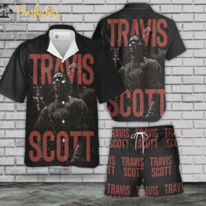 Travis Scott Hawaiian Shirt Set | Rapper Hawaiian Shirt | Unisex Hawaiian Set | Travis Scott Rapper Hawaiian Style