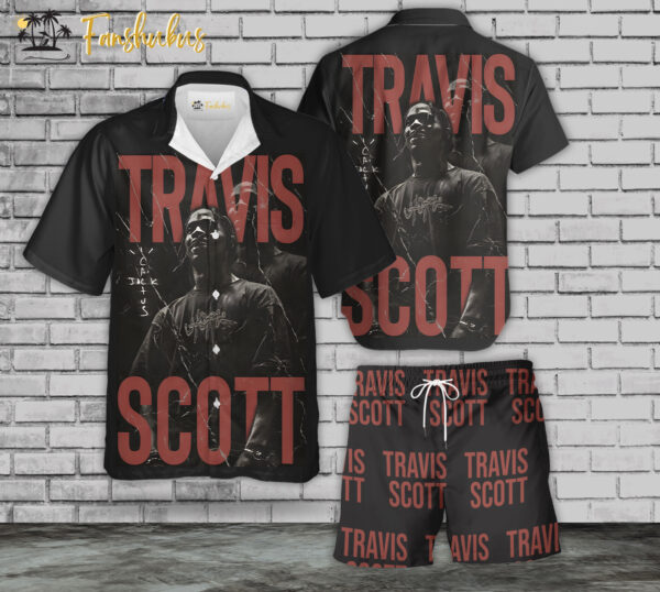 Travis Scott Hawaiian Shirt Set | Rapper Hawaiian Shirt | Unisex Hawaiian Set | Travis Scott Rapper Hawaiian Style