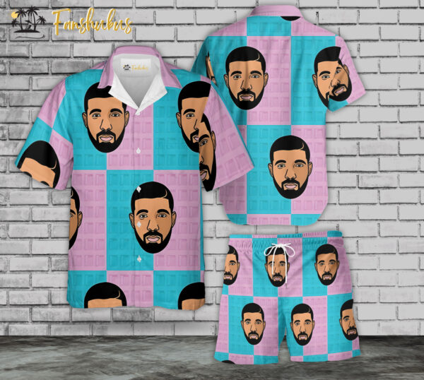 Drake Hawaiian Shirt Set | Rapper Hawaiian Shirt | Unisex Hawaiian Set | Drake Rapper Hawaiian Style