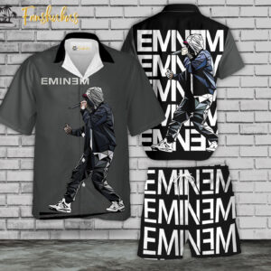 Eminem Hawaiian Shirt Set | Rapper Hawaiian Shirt | Unisex Hawaiian Set | Eminem Rapper Hawaiian Style