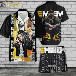 Eminem Hawaiian Shirt Set | Rapper Hawaiian Shirt | Unisex Hawaiian Set | Eminem Rapper Hawaiian Style