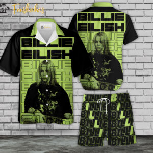 Billie Eilish Hawaiian Shirt Set | Rapper Hawaiian Shirt | Unisex Hawaiian Set | J.cole Rapper Hawaiian Style