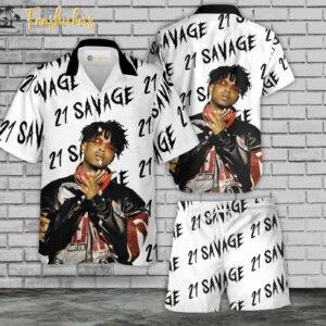 21 Savage Hawaiian Shirt Set | 21 Savage Rapper Hawaiian Shirt | Unisex Hawaiian Set | Rap Music Hawaiian Style