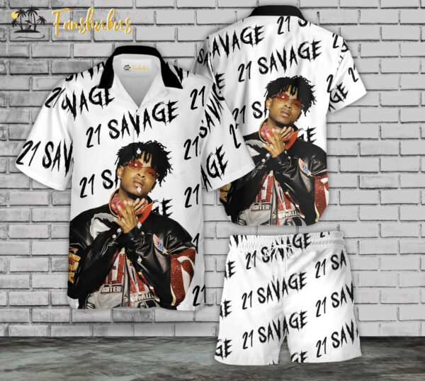 21 Savage Hawaiian Shirt Set | 21 Savage Rapper Hawaiian Shirt | Unisex Hawaiian Set | Rap Music Hawaiian Style