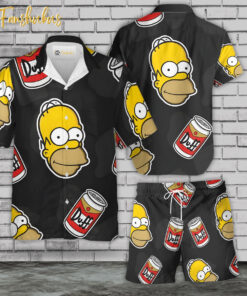 Homer Simpsons Hawaiian Shirt Set | Simpsons Family Cartoon Hawaiian Shirt | Unisex Hawaiian Set | Cartoon Series Hawaiian Style