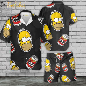 Homer Simpsons Hawaiian Shirt Set | Simpsons Family Cartoon Hawaiian Shirt | Unisex Hawaiian Set | Cartoon Series Hawaiian Style