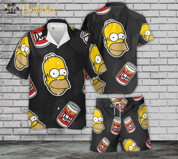 Homer Simpsons Hawaiian Shirt Set | Simpsons Family Cartoon Hawaiian Shirt | Unisex Hawaiian Set | Cartoon Series Hawaiian Style