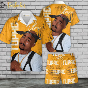 Tupac Hawaiian Shirt Set | Tupac Rapper Hawaiian Shirt | Unisex Hawaiian Set | Rap Music Hawaiian Style