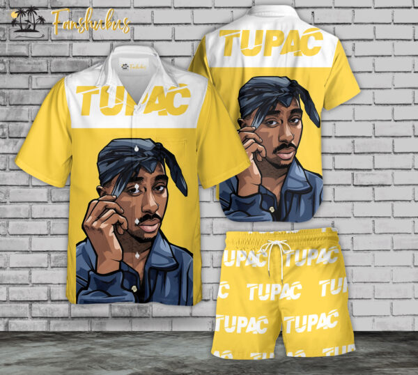 Tupac Hawaiian Shirt Set | Tupac Rapper Hawaiian Shirt | Unisex Hawaiian Set | Rap Music Hawaiian Style