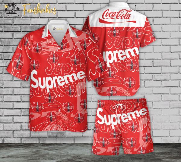 CocaCola x Supreme Hawaiian Shirt Set | Coke Hawaiian Shirt | Unisex Hawaiian Set | Supreme Hawaiian Style